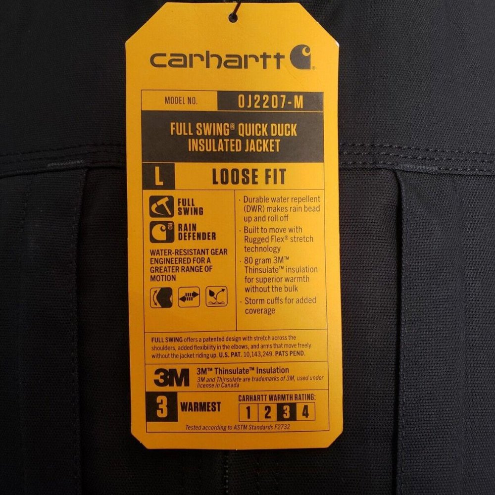 Carhartt Coat Jacket 102207 Mens 2XL Reg Full Swing Insulated Duck Cryder Black - Picture 5 of 8